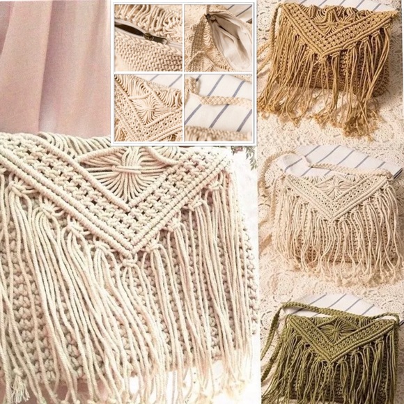 🎉HP🎉FRINGE MACRAME SHOULDER/CROSSBODY BAG - Picture 8 of 8
